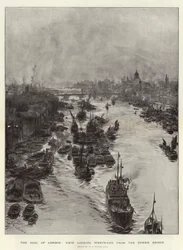 A, piscina, de, londres, vista, olhar, para o oeste, de, a, ponte torre
